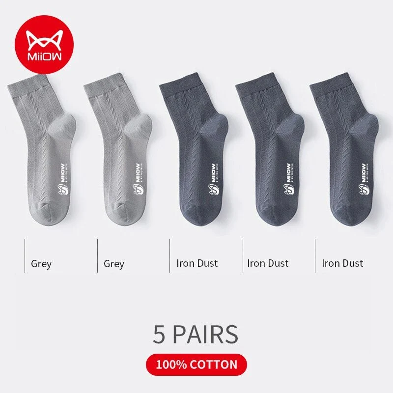 Lot de 5 pairs de chaussettes anti-bactériens en coton pour homme 39-45 "MiiOW - MQL1"
