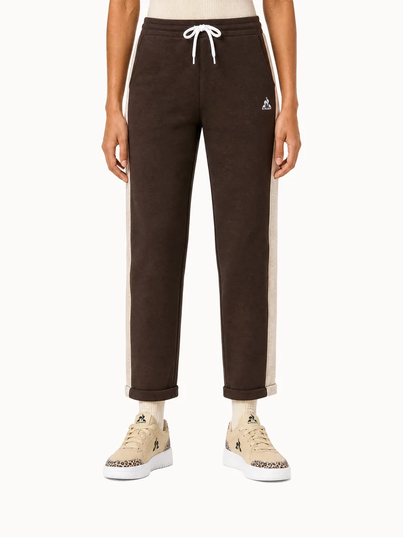 Pantalon droit en double face avec bandes côtés contrastées