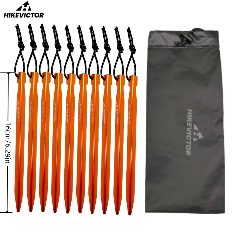 10 piquets de tente camping / bivouac en alliage d'aluminium léger "Hikevictor - 16 cm"