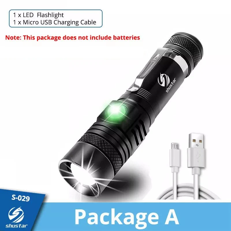 Lampe de poche LED zoomable USB IP65 V6 2000 lumens "Shustar - S-029"