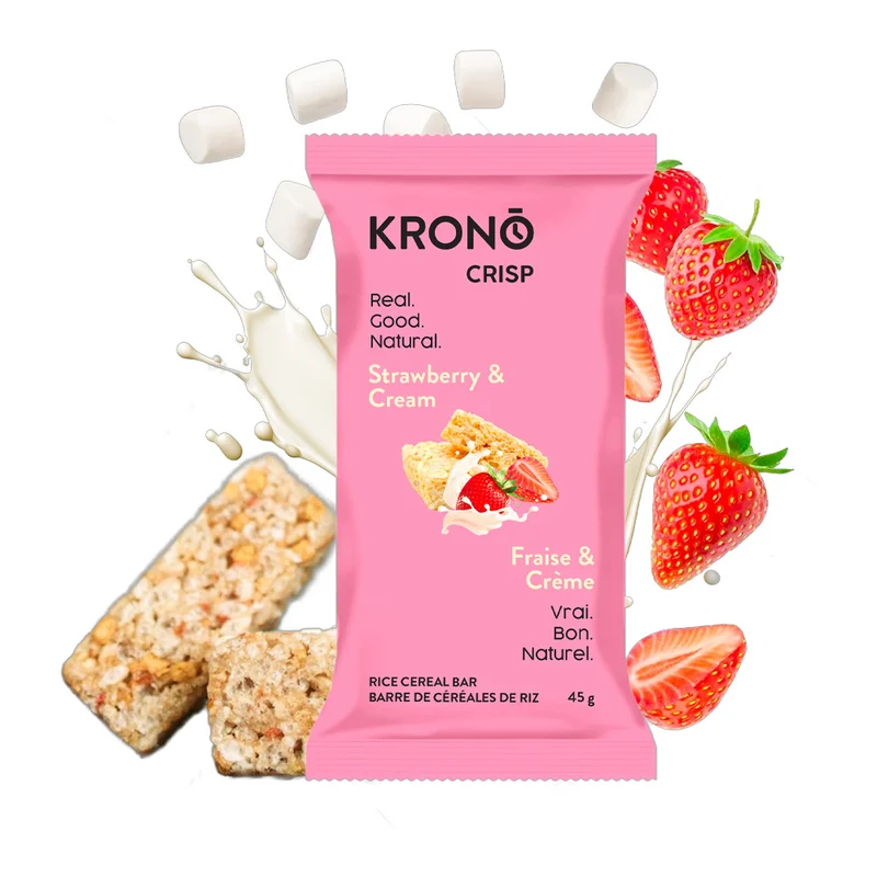 Carrés de riz énergétiques Krono fraise et crème