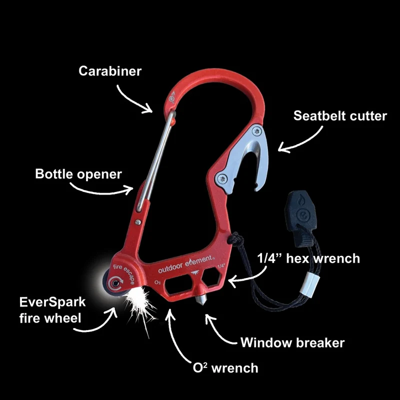 Mouqueton multifonctions Outdoor Element Firestarter