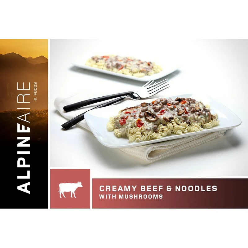 Boeuf crémeux avec nouilles et champignons - Mets lyophilisés AlpineAire
