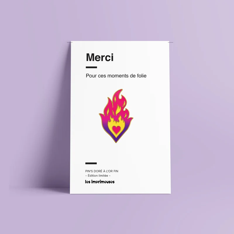 Pin's Cœur Flamme - Merci
