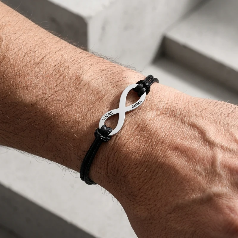 Bracelet Homme Papa Personnalisé, Infini à Graver