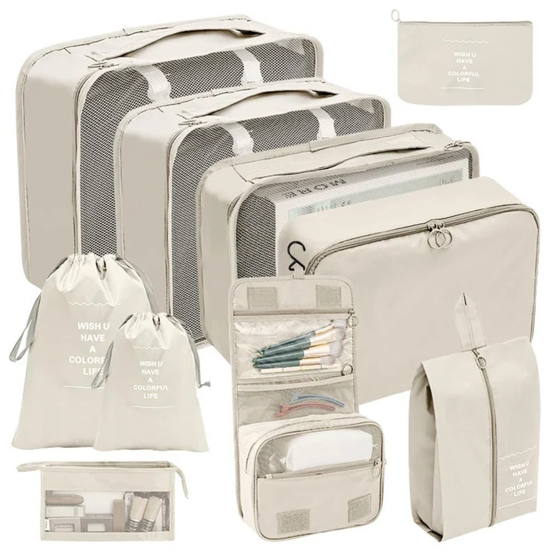 Organisateurs de Valise Beige | Set Polyvalent 10 Pièces