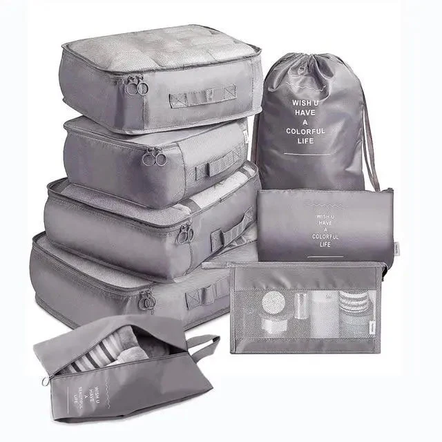 Organisateurs de Valise 8 Pièces | Nylon Imperméable Gris