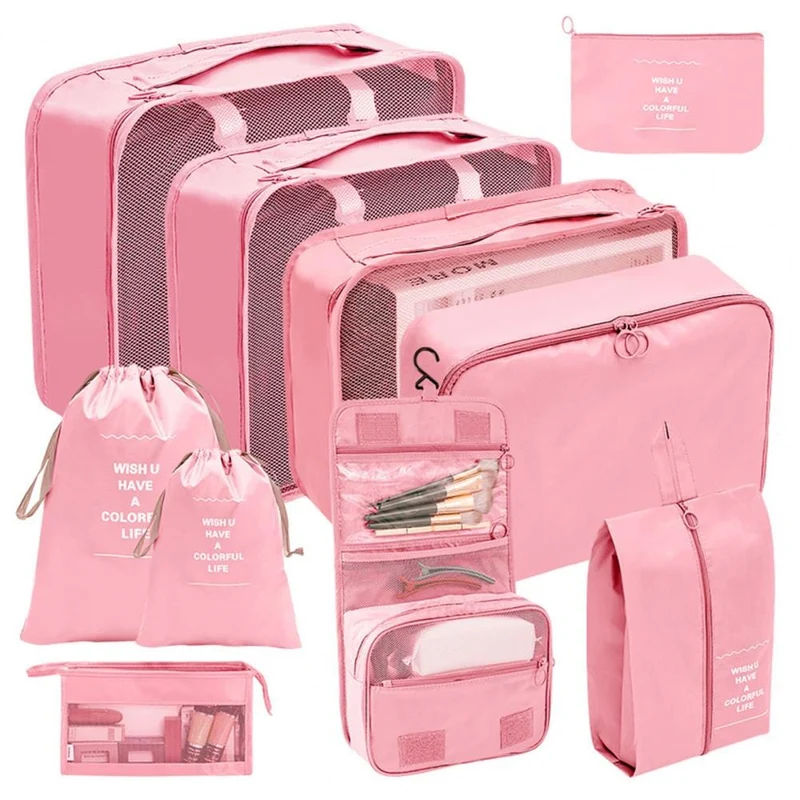 Organisateurs de Valise 10 Pièces | Pochette Rose Polyvalente