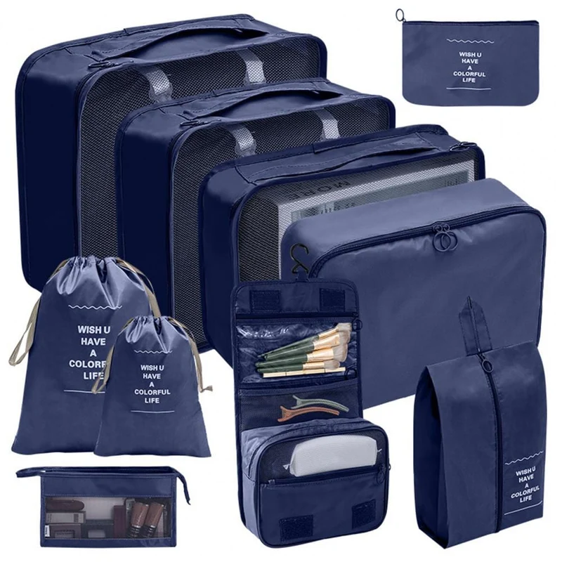Organisateurs de Valise 10 Pièces | Bleu Marine Multifonction