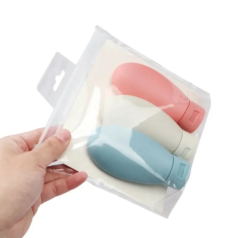Kit de Voyage Avion Transparent | 3 Flacons Réutilisables Tpu