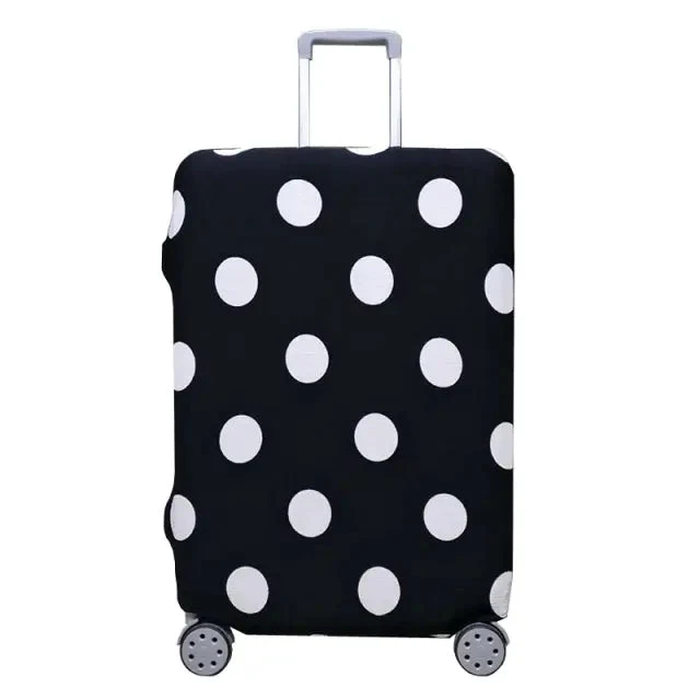 Housse Valise Pois Blancs | Tissu Extensible Protecteur