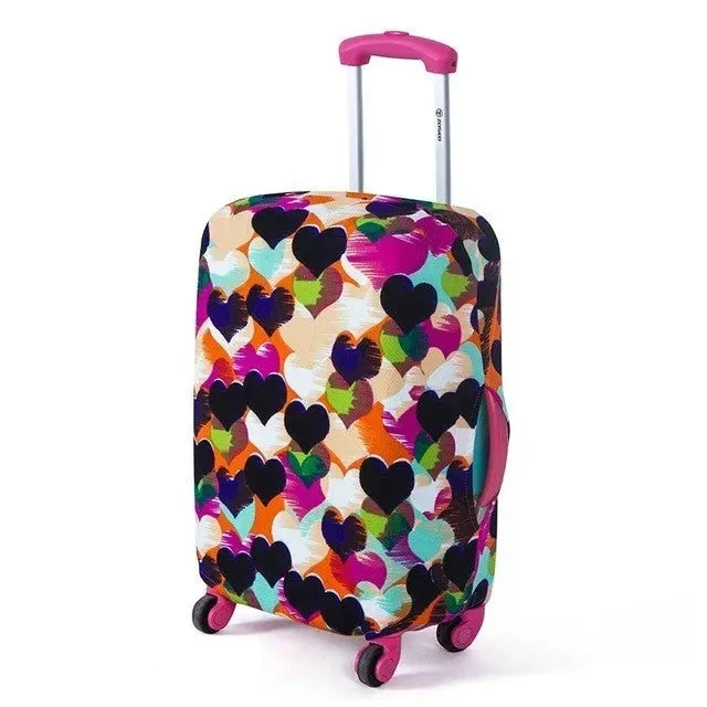 Housse Valise Motif Cœurs | Protection Bagage Polyester Extensible