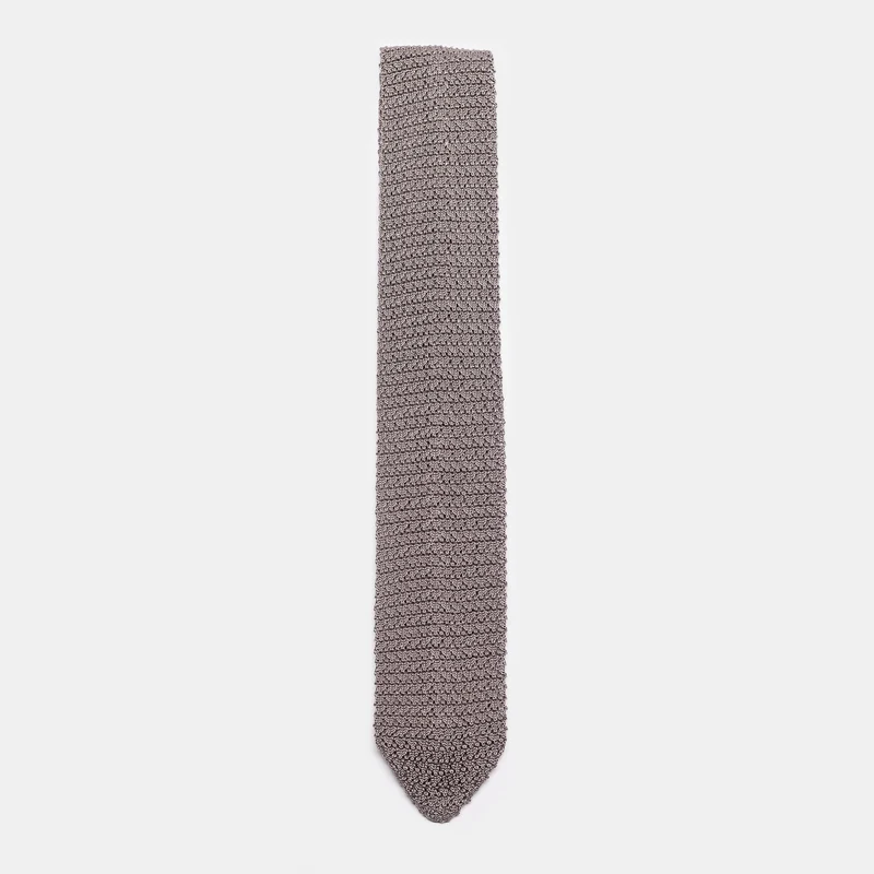 Formal Tie in Grey Open Knit