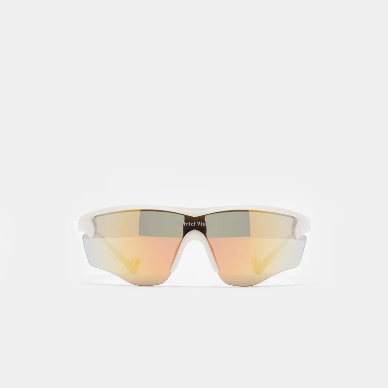 Junya Racer Sunglasses in White/D+ Amber Mirror