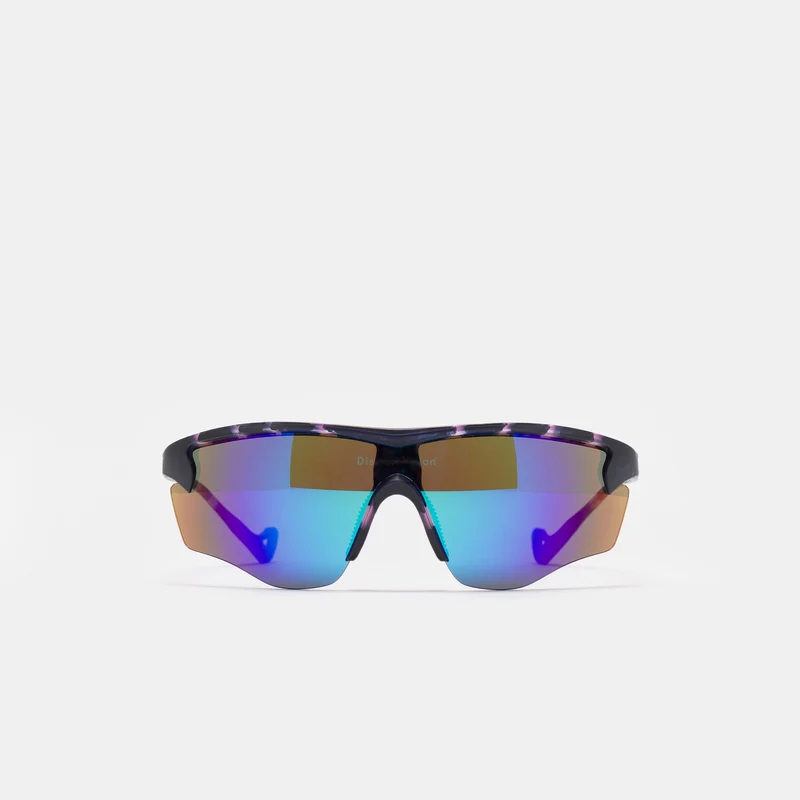Junya Racer Sunglasses in Navy Pink Mosaic/D+ Blue Mirror