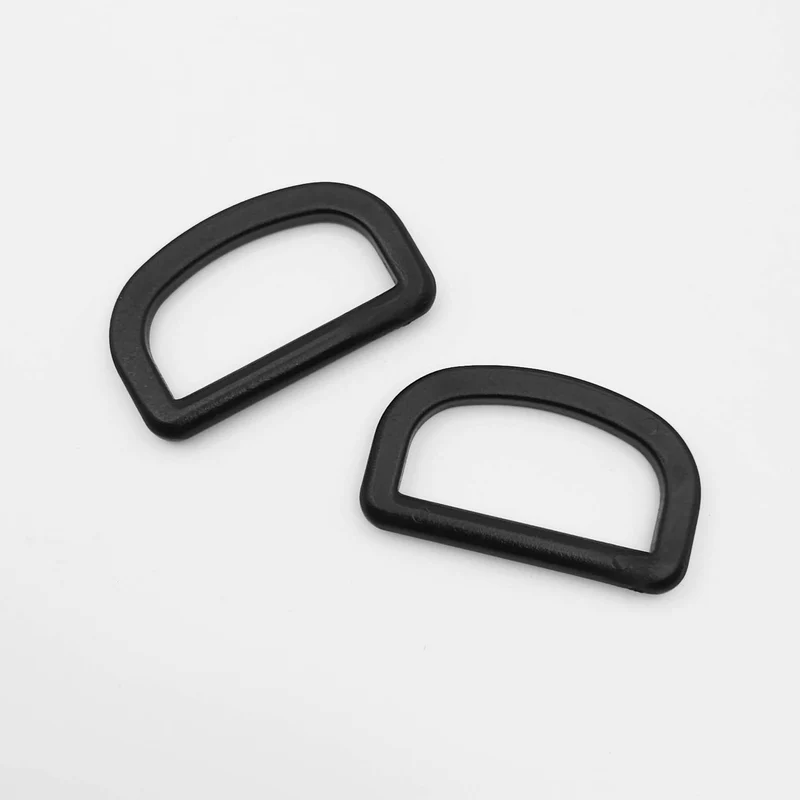 Anneaux en D en plastique | Bord plat | Noir | 38 mm (1 1/2") | Paquet de 2