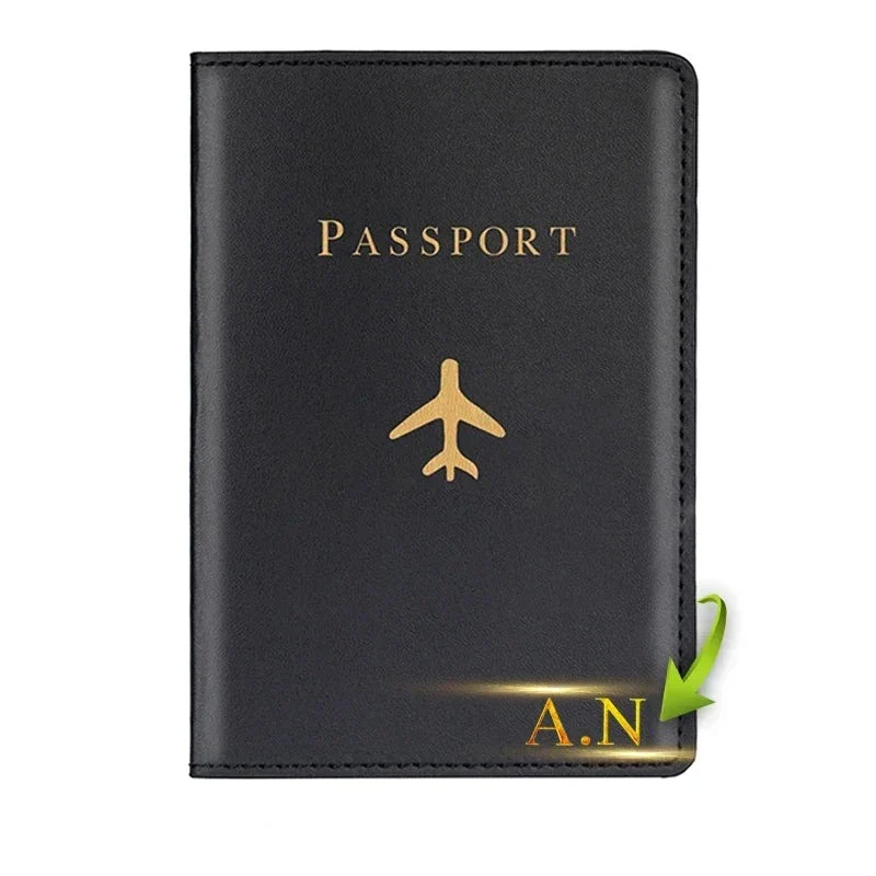 Protège-Passeport Personnalisé Avion | Initiales Dorées Raffinées