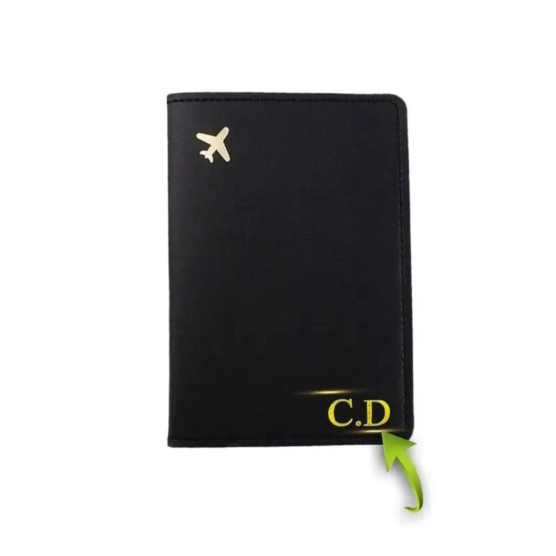 Protège-Passeport Personnalisé Avion Doré | Protection Robuste et Unique