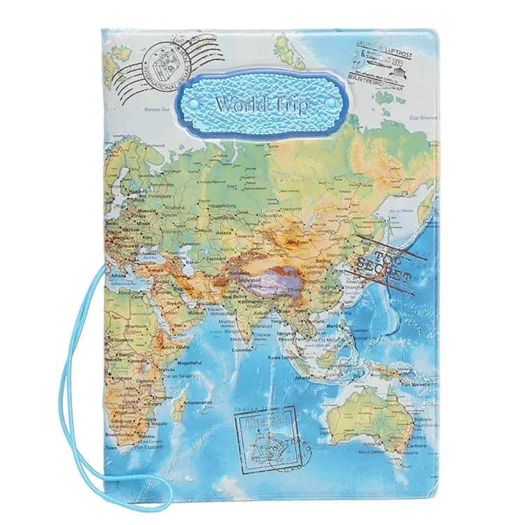 Protège-Passeport Carte du Monde | Fermeture Élastique Sécurisée