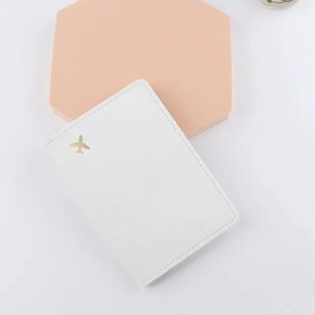 Protège-Passeport Avion Doré | Pochette Polyuréthane