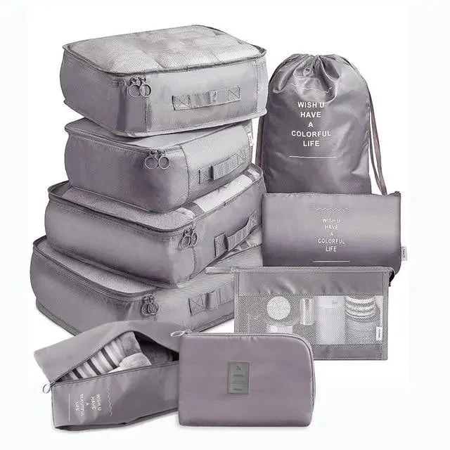 Organisateurs Valise Gris | 9 Pochettes Imperméables