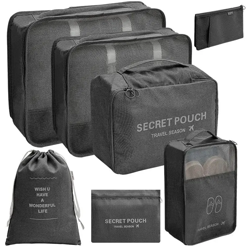 Organisateurs de Valise Voyage | 7 Pochettes Lin Polyester