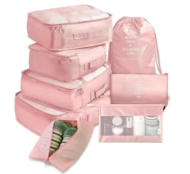 Organisateurs de Valise Roses | Set 8 Housses Compartimentées