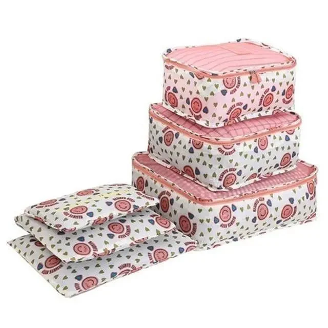 Organisateurs de Valise Rose | Set 6 Pochettes Nylon