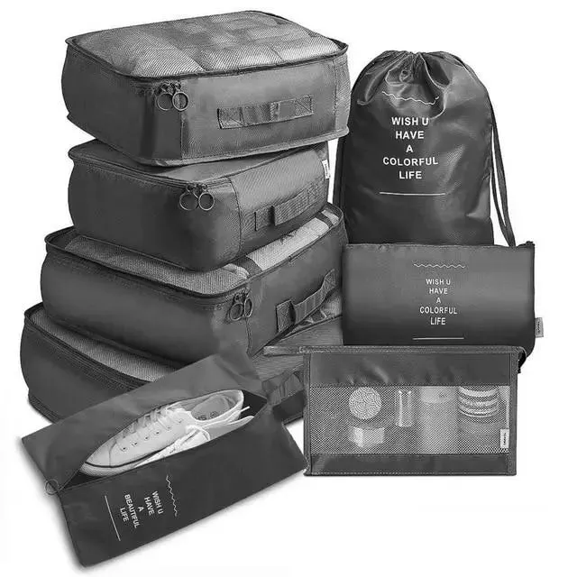 Organisateurs de Valise Noirs | 8 Pochettes Imperméables