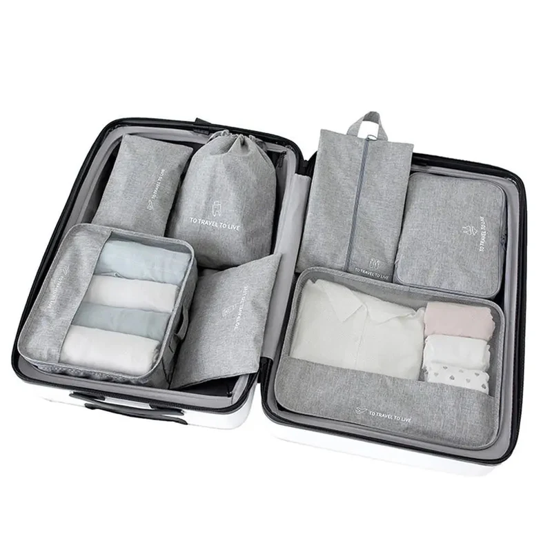 Organisateurs de Valise Gris | 7 Housses Nylon Imperméable