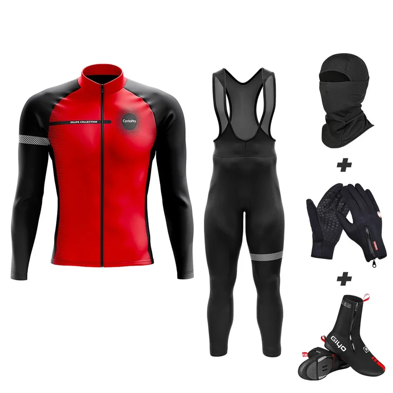 Pack Complet Hiver Rouge Eklïps - Tenue + Gants + Couvre-chaussures + Cagoule