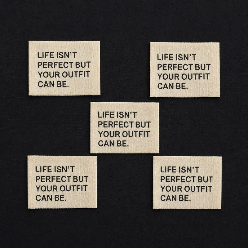 Étiquettes tissées | Life Isn't Perfect But Your Outfit Can Be | Paquet de 5
