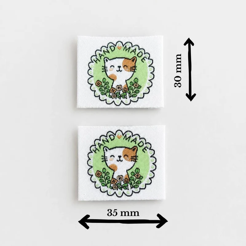 Étiquettes tissées | Chat fait main | Paquet de 5