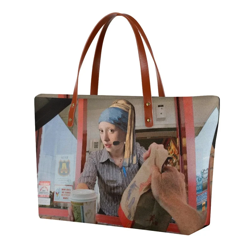 Johannes Vermeer Girl Fast Food Parody Tote Bag