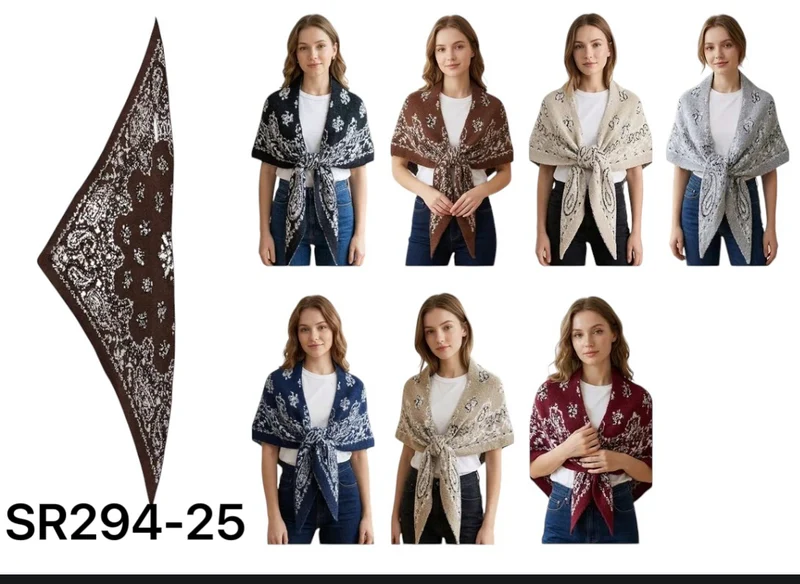 Foulard triangle motif cachemire paisley, châle poncho femme automne‑hiver（x10)#25