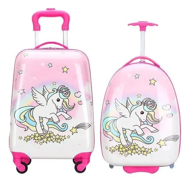 Valise Licorne Enfant | Rigide Rose à Roulettes