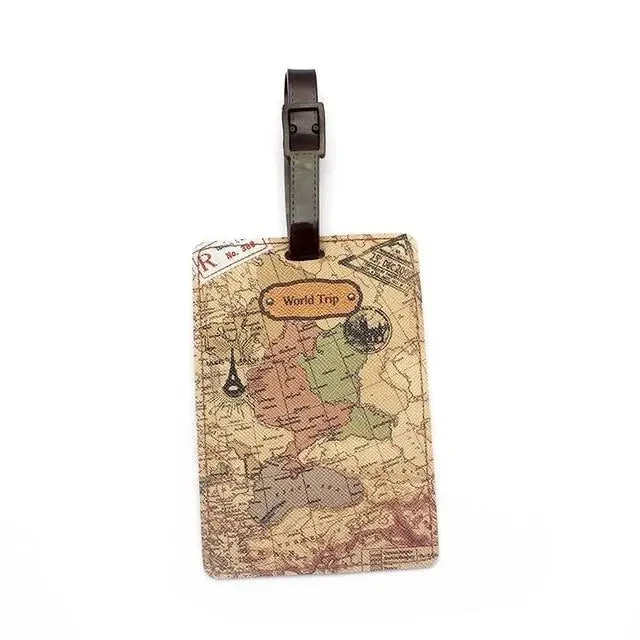Étiquette Bagage Carte Monde | Motif Vintage Unique