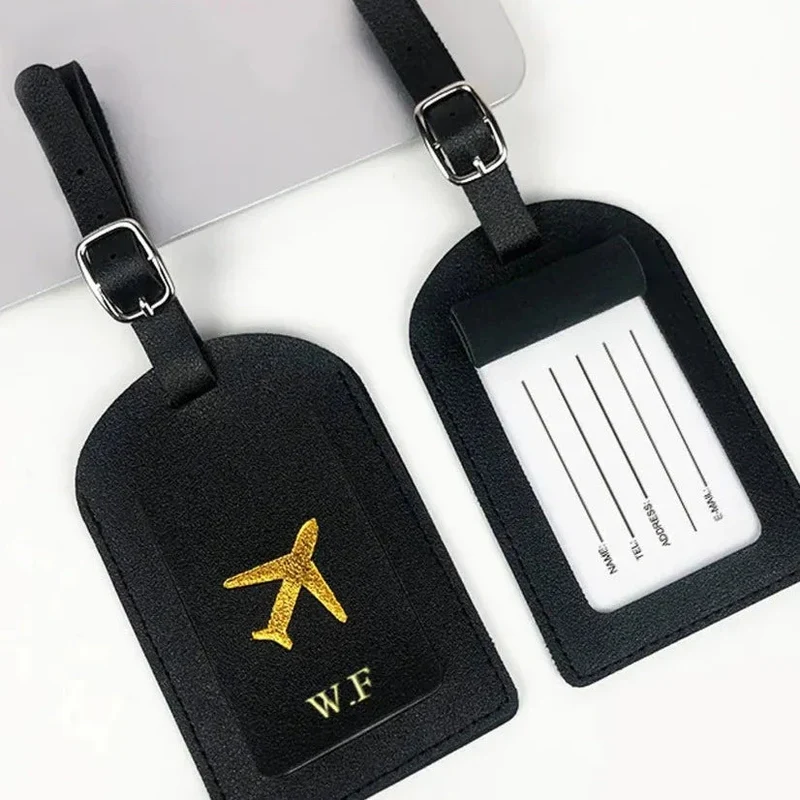Étiquette à Bagages Personnalisée | Avion et Lettres Dorées