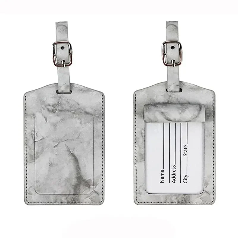 Étiquette à Bagage Marbre | Sangle Réglable Pu