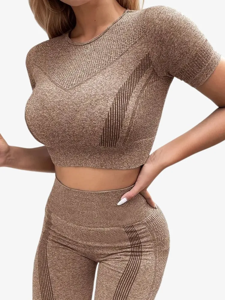 Ensemble d'entraînement sans Couture | Crop Top et Leggings Respirants