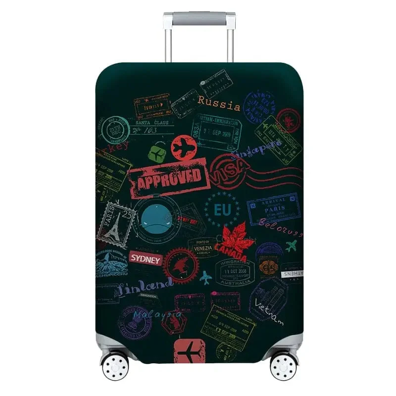 Housse de Valise Protection | Motif Tampons Visa Tissu Résistant