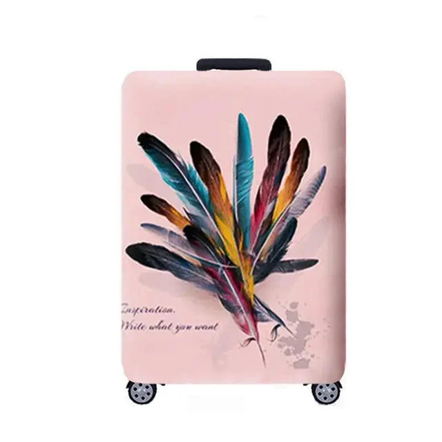Housse de Valise Extensible | Motif Plumes Protecteur