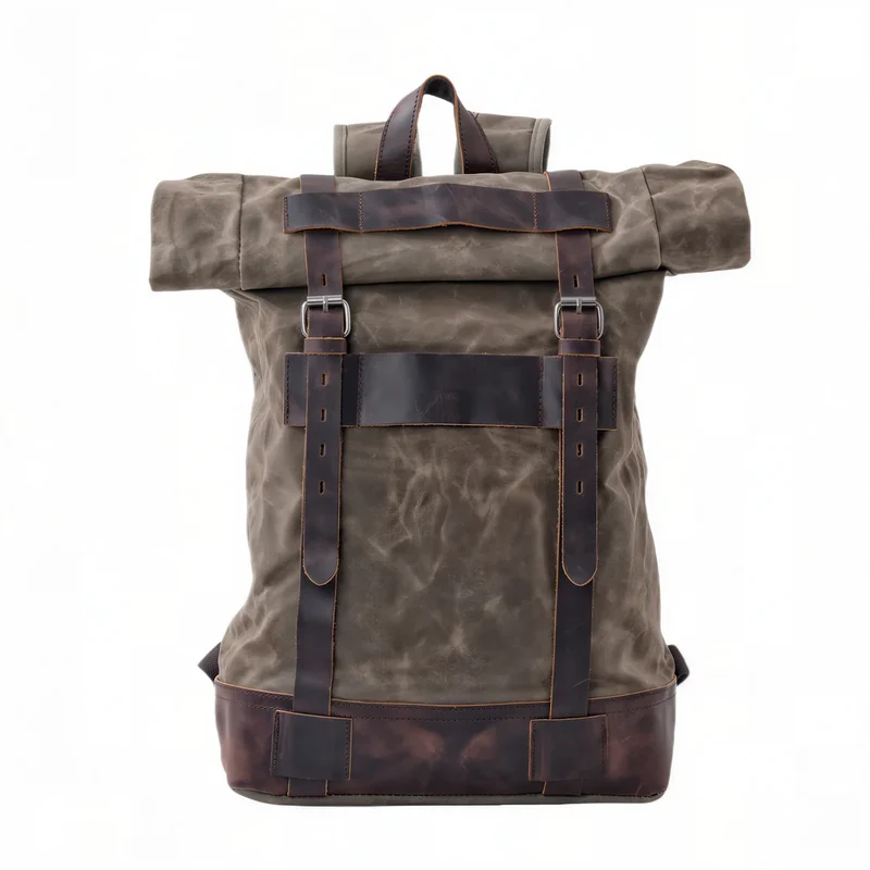 Sac à dos rétro roll top en tissu - Ruston