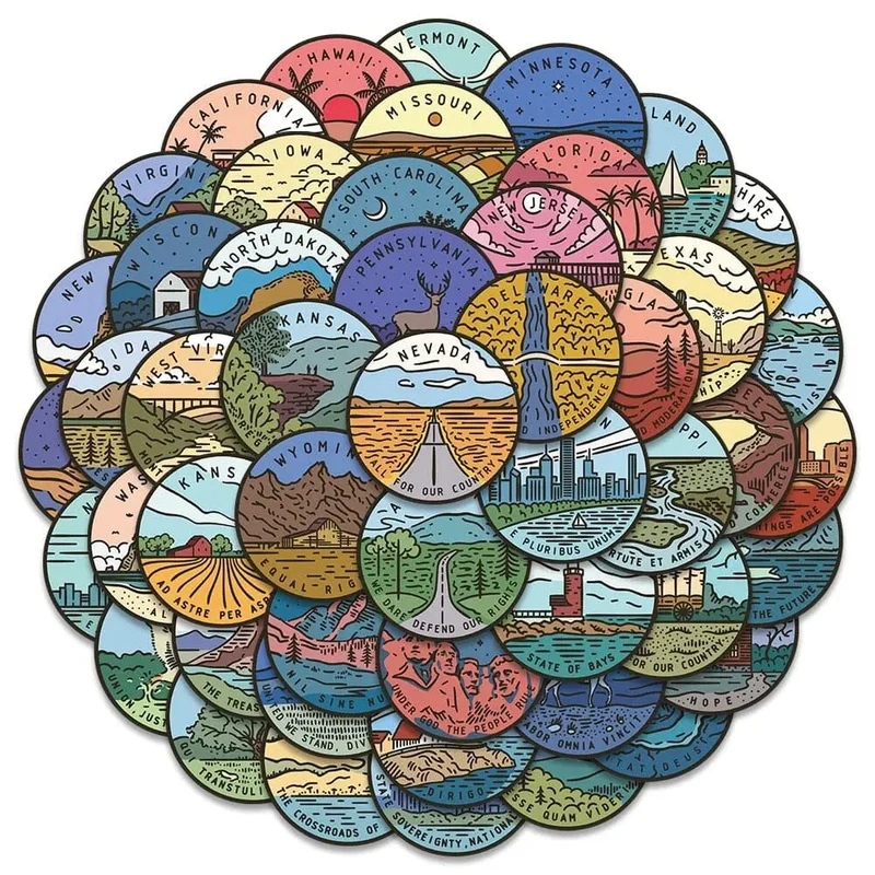 Autocollants Voyage Usa | Pack 50 Stickers Pvc