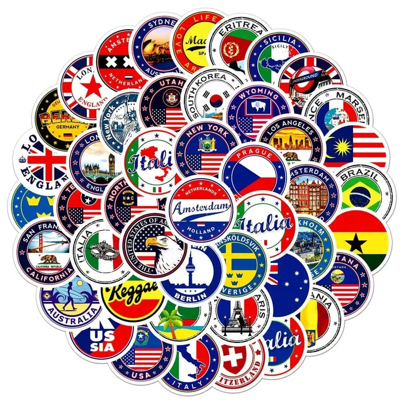 Autocollants Valise Voyage | Pack 60 Stickers Pvc
