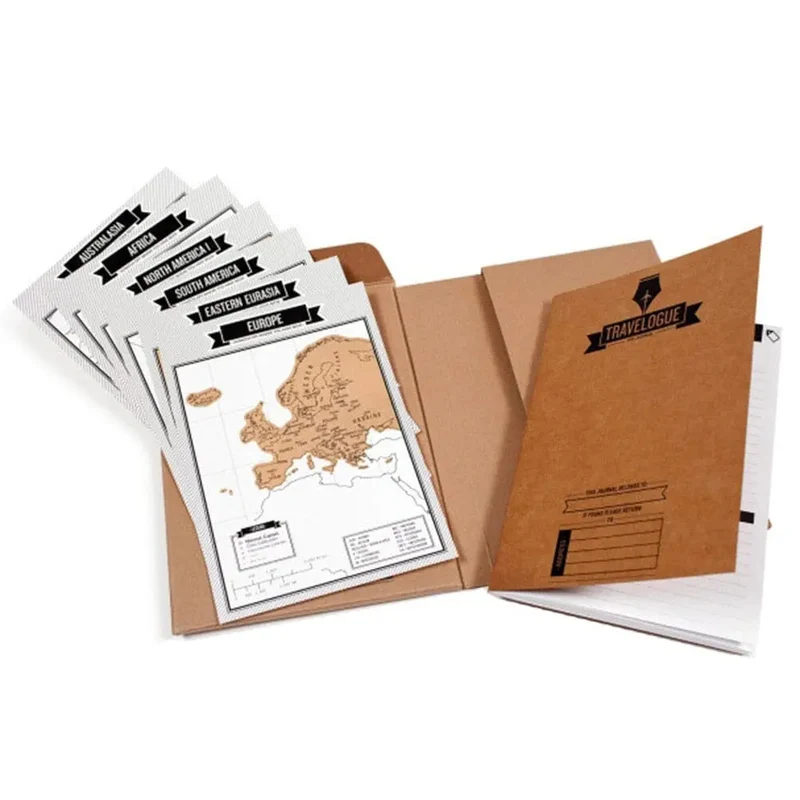 Carnet de Voyage à Gratter | Inclus 8 Cartes Continents