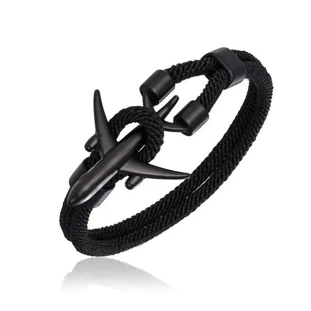 Bracelet Avion Noir | Fermoir Avion en Zinc