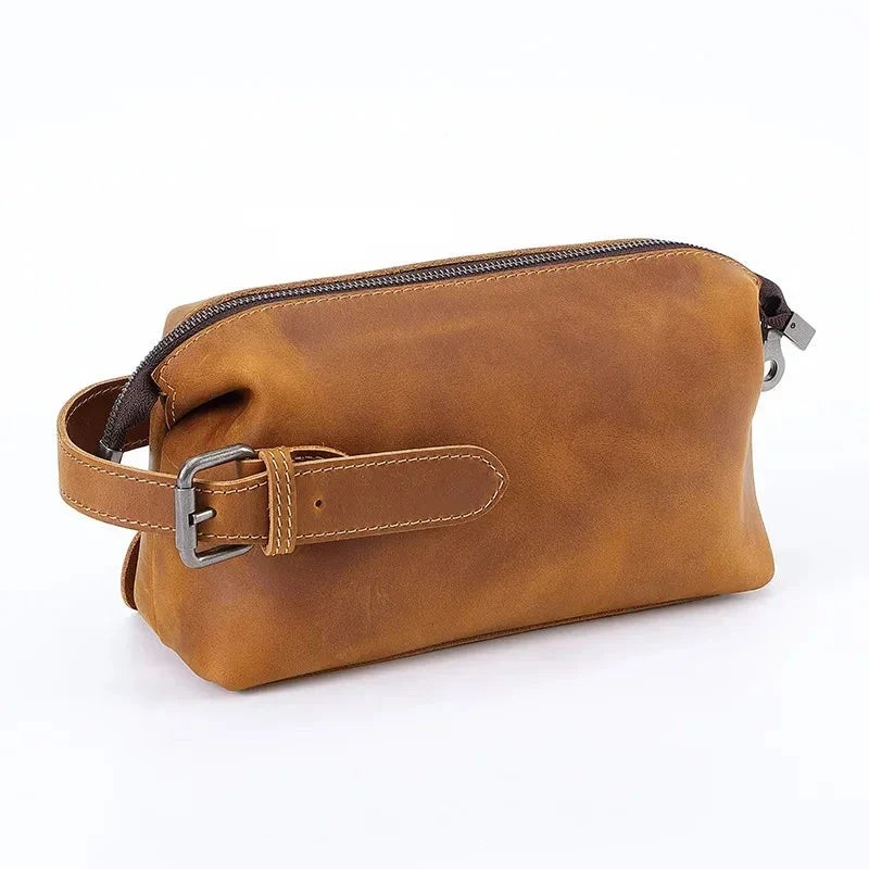 Trousse de Toilette Cuir Homme | Cuir Vintage avec Poignées Renforcées