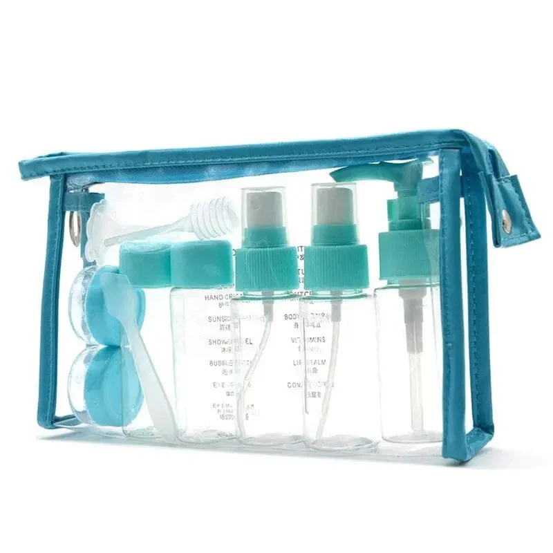 Trousse de Toilette Avion Transparente | Kit 7 Flacons Inclus