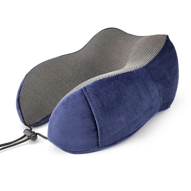 Coussin de Voyage Mémoire de Forme | Velours Doux Bleu Marine